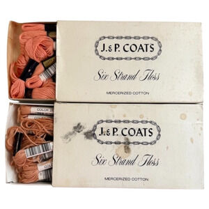 Embroidery Floss Lot of 26 Skeins JP Coats 6-Strand Salmon Indian Pink Box NOS